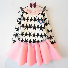 Livraison gratuite 2016 new style floral mode enfants fille princesse robes, 100% coton enfants occasionnels fille robe de bal