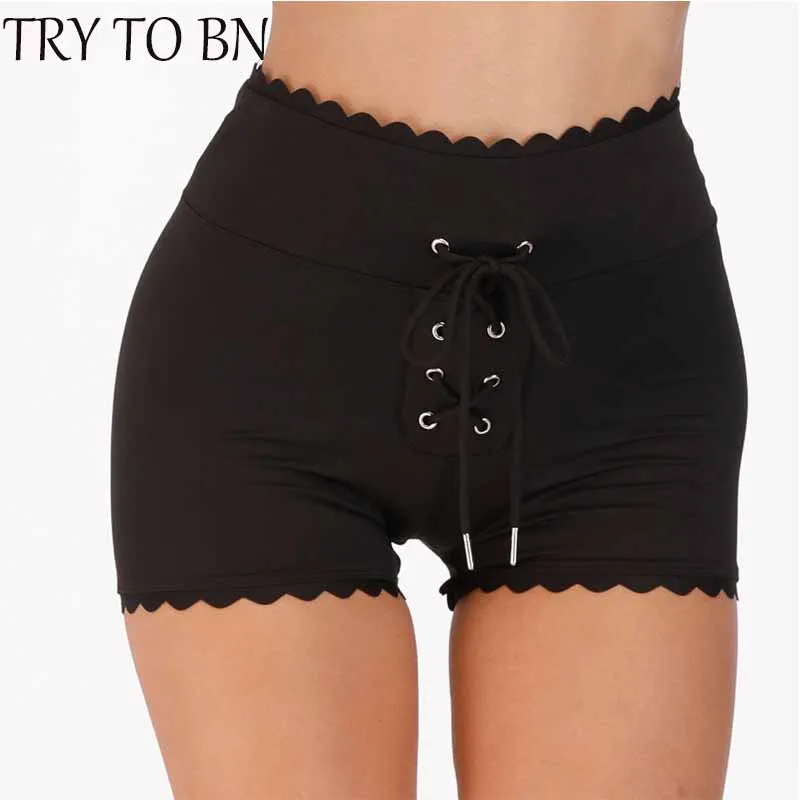 Spring Leisure Elastic Waist Women Drawstring Shorts With