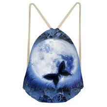 Pretty Moon Butterfly Printing Women’s Drawstring Bags Fashion Female Backpacks Softback Multi-function Storage BagSumka