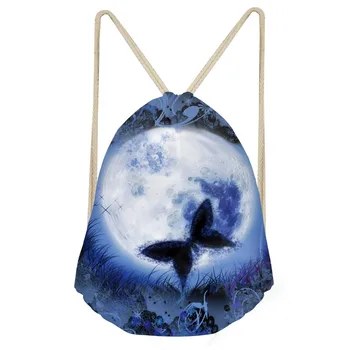 

Pretty Moon Butterfly Printing Women's Drawstring Bags Fashion Female Backpacks Softback Multi-function Storage BagSumka