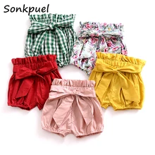 Летние шорты для маленьких девочек шорты с рюшами и бантиком Большие Штаны Шорты для девочек летняя одежда для малышей