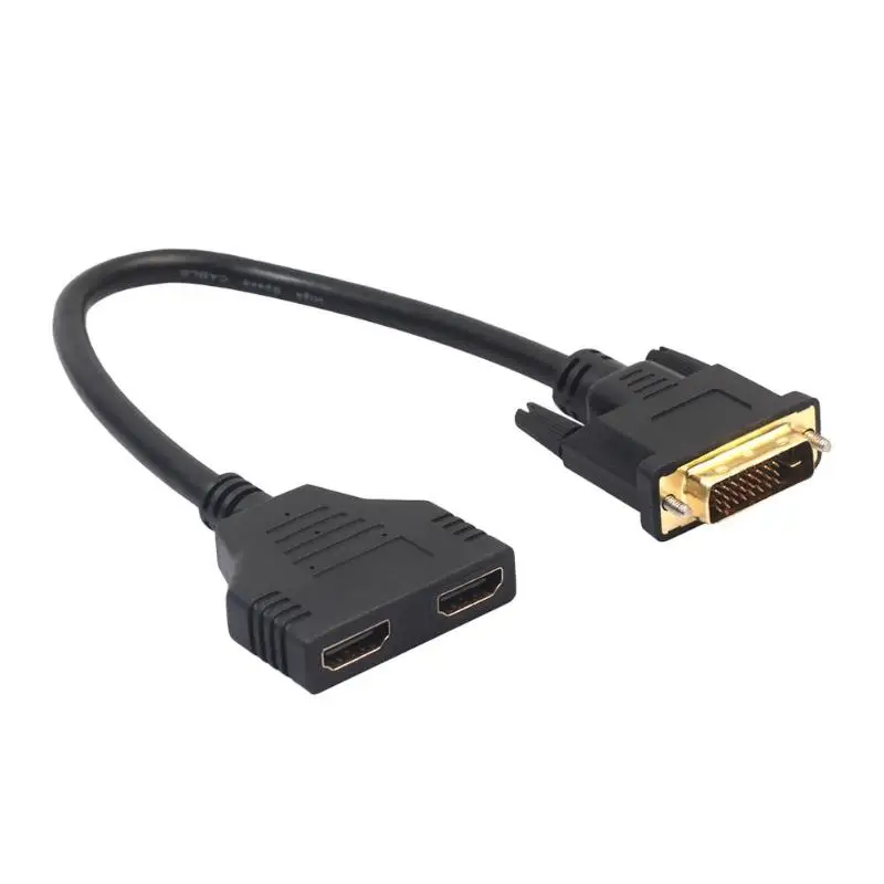 30 см DVI-D Мужской 24+ 1-два HDMI двойной женский сплиттер видео адаптер конвертер кабель провода цифровые кабели видео HDMI кабели