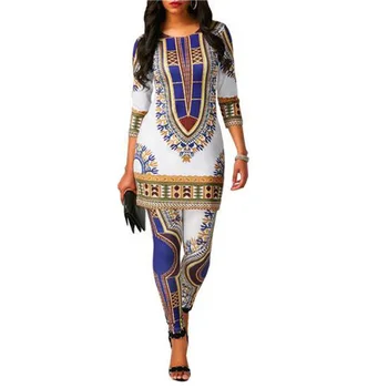 

African National Totem Print Dashiki Two Piece Set