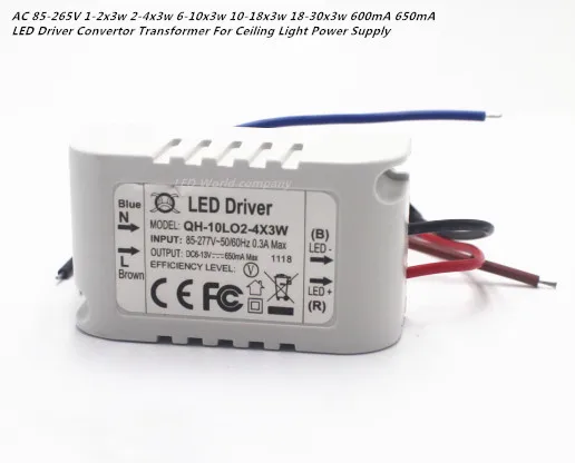 AC 85 265V 1 2x3w 2 4x3w 6 10x3w 10 18x3w 18 30x3w 600mA 650mA Светодиодный драйвер Трансформатор для