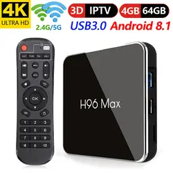 Android 8,1 ТВ коробка H96 Max X2 Amlogic S905X2 4 K 4 GB Media Player 64 Гб DDR4 4 ядра USB3.0 2,4G + 5 ГГц Wi-Fi pk X96 Max