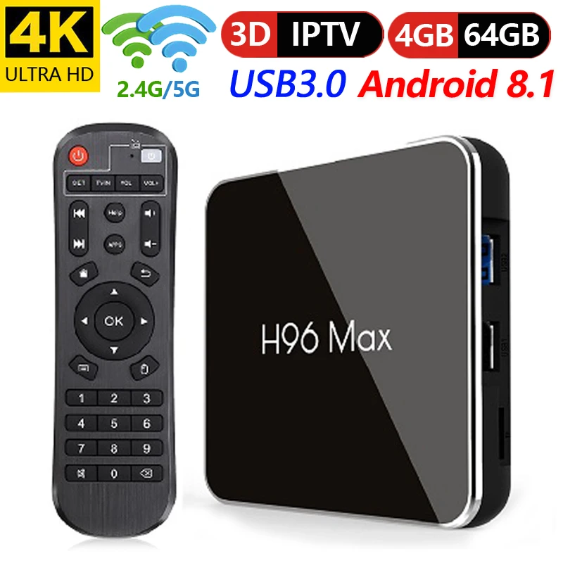 ТВ-приставка H96 Max X2 Android 8 1 Amlogic S905X2 4 K Гб медиаплеер 64 ГБ DDR4 четырехъядерный