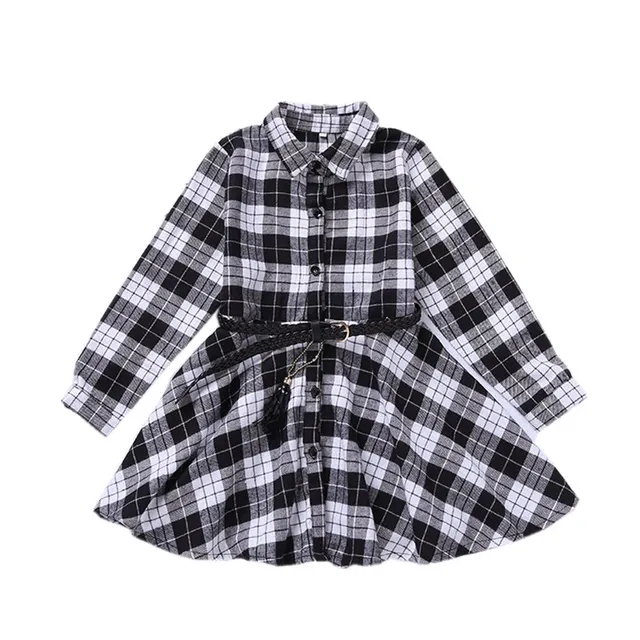 Vestido camisero a cuadros de manga larga para niña, vestido informal elegante con cinturón, blusa a la moda para adolescentes de 4, 5, 6, 7, 8, 9, 10, 11, 12 y 13 años Vestido camisero a cuadros de manga larga para niña, vestido informal elegante con cinturón, blusa a la moda para adolescentes de 4, 5, 6, 7, 8, 9, 10, 11, 12 y 13 años