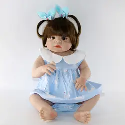 23 ''bebes гиперреалистичный bonecas ручной работы реалистичные возрождается кукла девушки полное виниловое покрытие силиконовый кукла npk