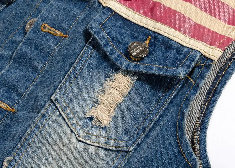 DIMUSI бренд мужской джинсовый жилет мужские ковбойские рваные без рукавов винтажная куртка на бретелях Весна американский флаг Промытые джинсы жилет плюс размер 5XL