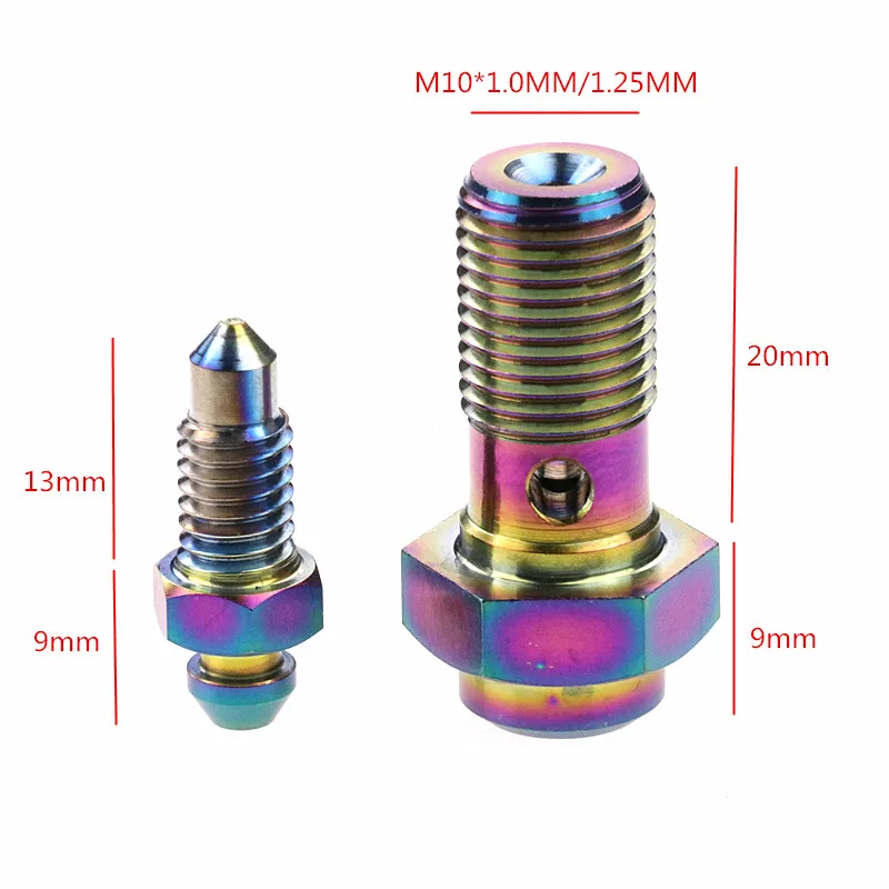 Мотоциклетный титановый банджо-болт, вкручивающийся ниппель M10x1.25mm 1,0 мм для тормозного суппорта универсальный для Honda Yamaha Kawasaki Suzuki