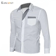 Новая модная рубашка мужская Роскошная с длинным рукавом Повседневная приталенная стильная рубашка Camisas Feminino Oc7GBY