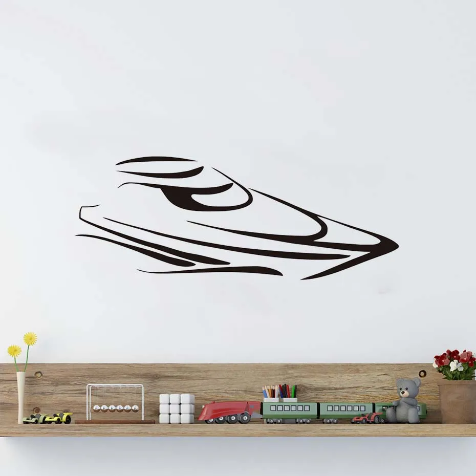 Line Drawing Silhouette Delineative Speed Boat Wall Sticker Art Vinyl Home Decor Removable Decal For Living Room | Дом и сад