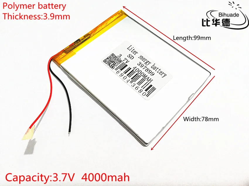 Bateria de Iões de Lítio Li-ion para Tablet Frete Grátis 3.7 v 4000 Mah Polímero Bateria pc 7 Polegada 8 5 Pcs 397899 - Image 2