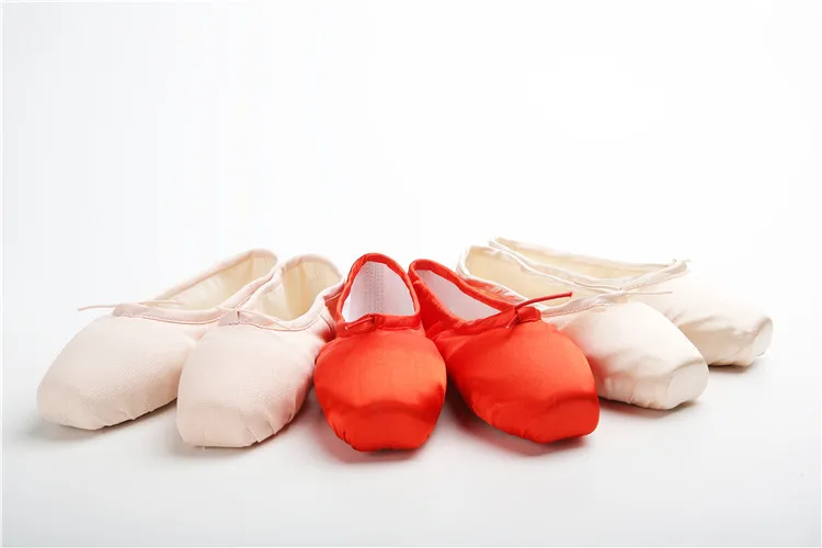Балетки для девушек, Женская Профессиональная Брезентовая/атласные балетки для танцев с губкой/силиконовыми носками B20