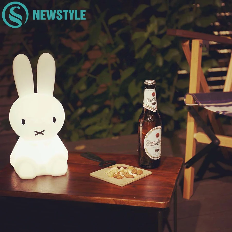 

Baby Bedside Lamp Rabbit Night Light 28cm Cartoon Animal Lights RGB Remote Control Dimmable USB Kid Lamp Nightlight for Children