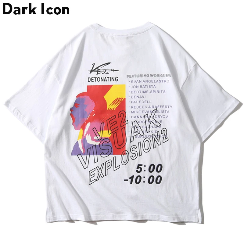 Cena Ciemna ikona boczne rozcięcie fluorescencyjny zielony T shirt z torbą Hiphop Tshirt mężczyźni bawełniane koszulki Streetwear odzież