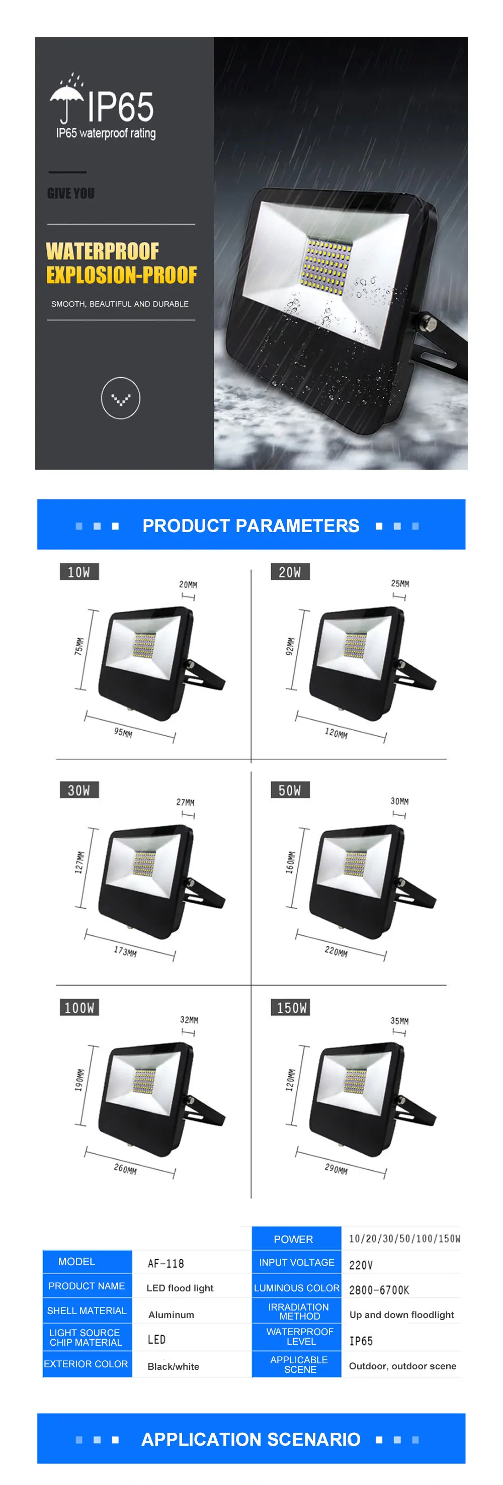 Светодиодный FloodLigh 10 W 30 W 50 W 100 W 150 W 200 W 220 V квадратный светодиодный прожектор водонепроницаемый IP65 профессиональное освещение на тоткрытом