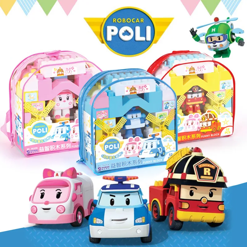 

Robocar Poli Robocar Poli Amber Roy Diy Big Size Baby Educational Building Blocks Car Model Compatible Bricks Toys For Child
