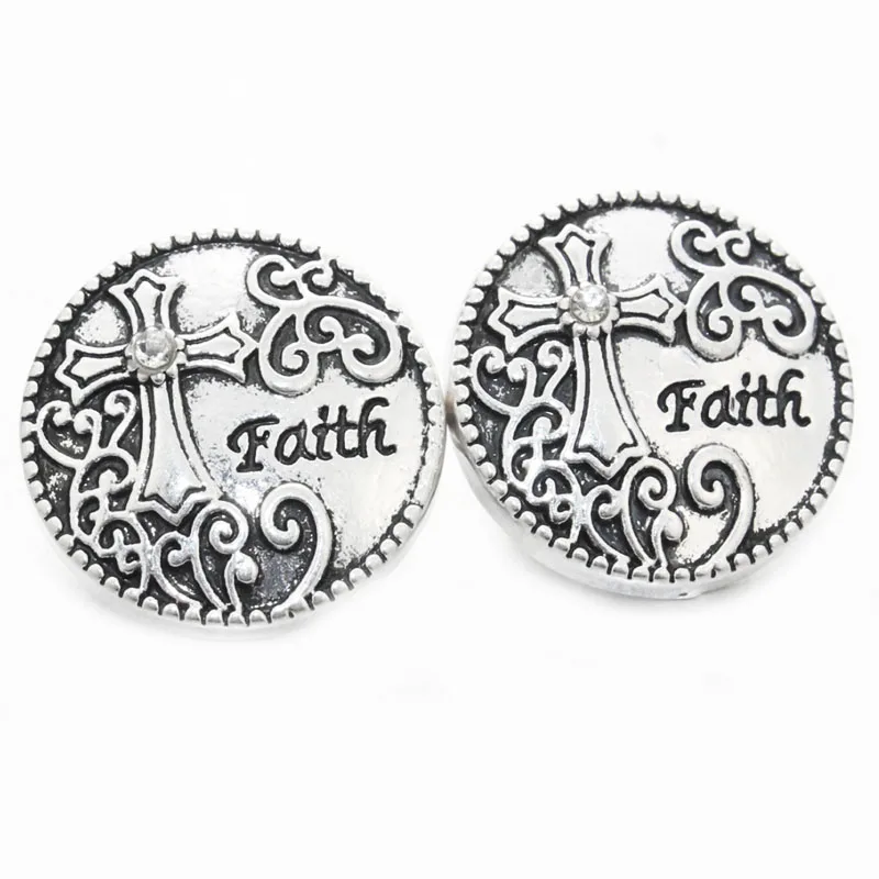 

Boom Life faith cross Vintage 18mm metal snaps button for bracelet women armhand bangle jewelry one direction 010615