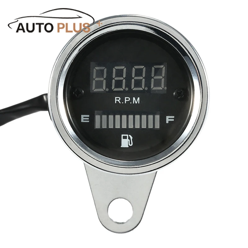 2 in 1 DC 12V Motorcycle Tachometer RPM Shift Meter Fuel Gauge Meter