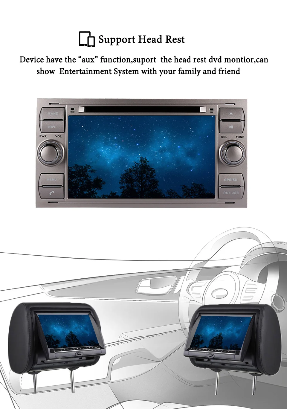 Discount 2 din Android 9.0 Octa Core Car DVD Player GPS Navi for FORD FOCUS/MONDEO/C-MAX with Audio Radio Stereo Head Unit Auto Sat Navi 12