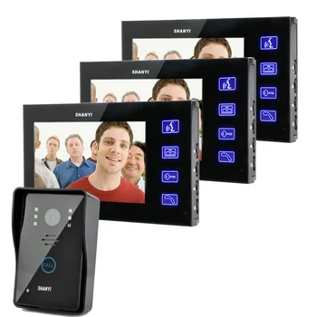 

7" TFT Video Ir Door Phone Doorbell Home Security Intercom System 3-In 1-Out