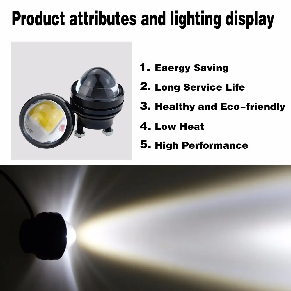 SULUCAR 2XCar Led Lens Fog Light 15W 12V Super Bright LED Light Eagle Eye Daytime Running Light DRL Lights AutomobileWaterproo SULUCAR 2XCar Led Lens Fog Light 15W 12V Super Bright LED Light Eagle Eye Daytime Running Light DRL Lights AutomobileWaterproo