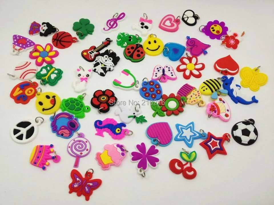 

50pcs/lot loom charms band PVC Charms Loom charm bracelet charms