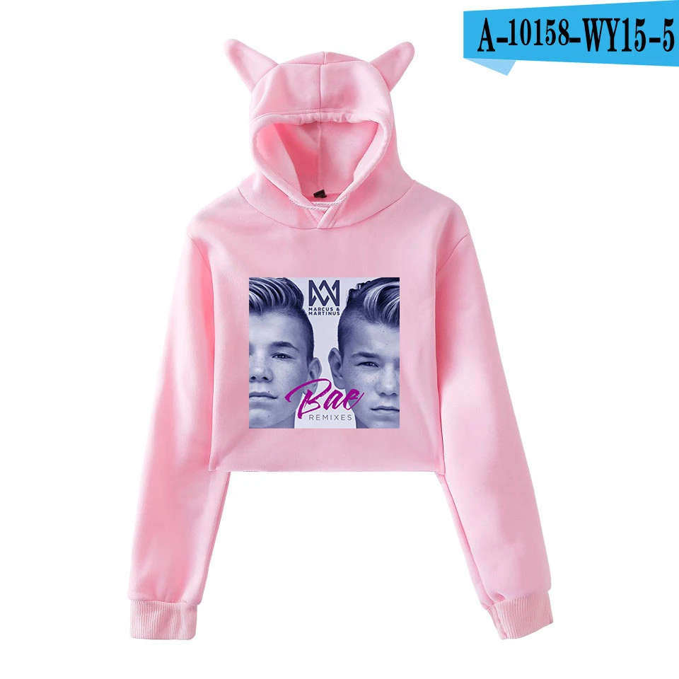 Frdun Tommy Marcus& Martinus Cat Ear Women Sexy Sweatshirt New Hoodies Long Sleeve Fashion Harajuku Kpop Casual Clothes - Цвет: pink