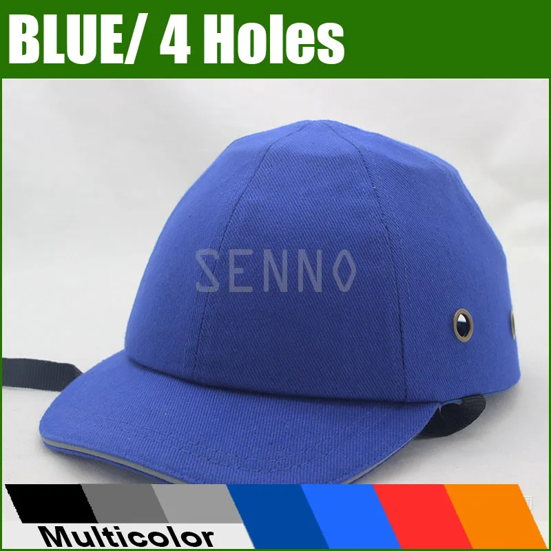 

Blue Work Safety Bump Cap with 4 Holes Helmet Baseball Hat Style Protective Safety Hard Hat For Work Site Wear Head Protection