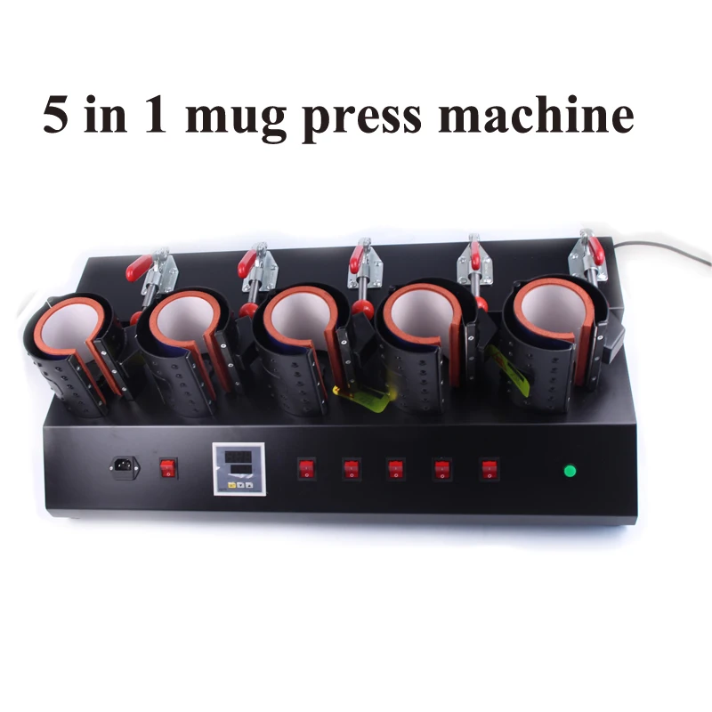 free shipping High Efficiency 5 In 1 Mug Cup Printing font b Machine b font Manual