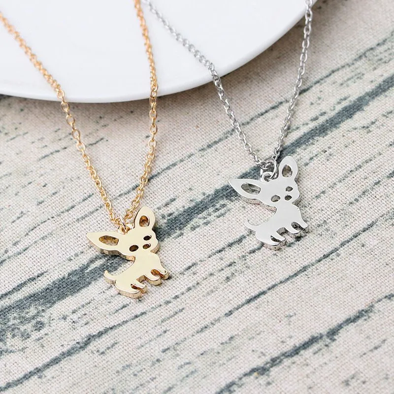 

Fashion Cute gold/silver color Chihuahua Pet Pendant Necklaces Animal Pet Puppy Dog Necklaces for woman girl jewelry gift