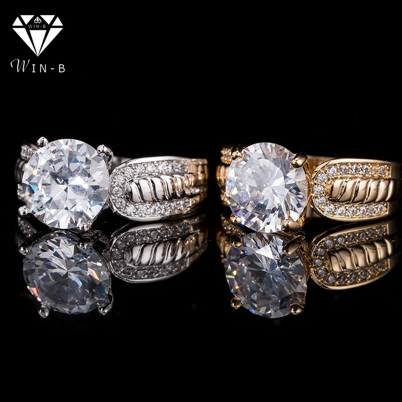 

WIN-B Zircon Charms Warcraft Engagement Wedding Rings Female Austrian Crystals Jewelry Women White Gold And Gold Color Alyans