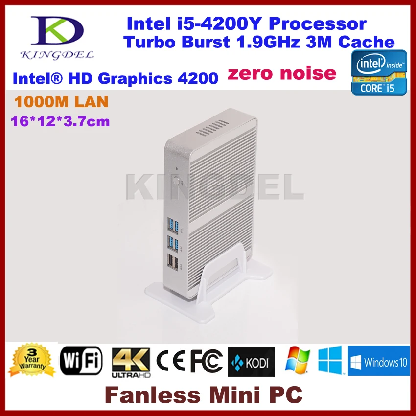 

Kingdel Cheap Mini Pc Intel Core i5 4200Y 4GB RAM mSATA SSD 4K Fanless Mini ITX PC Windows HTPC TV Wintel Box