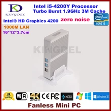 Kingdel дешевые мини-ПК Intel Core i5 4200Y 4 ГБ Оперативная память mSATA 4 К Безвентиляторный Mini ITX PC Windows HTPC TV Wintel коробка