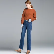 Прямые джинсы женские Джинсы бойфренда для женщин рваные джинсы плюс размеры street wear сезон: весна-лето синий хлопок мыть свободные