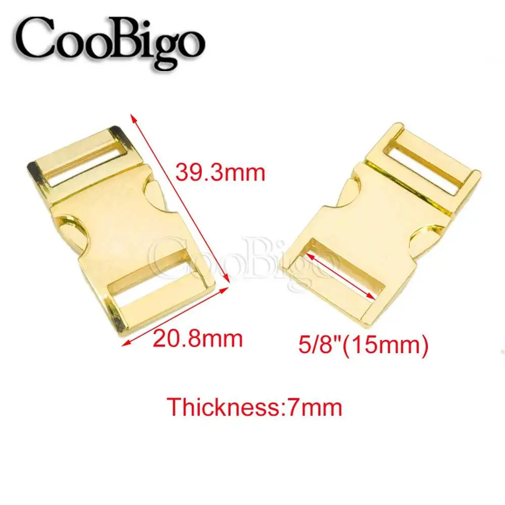 10 шт. Металл 3/" 1/2" 5/" 3/4" " изогнутая боковая пряжка паракордовый браслет DIY ошейник для домашних животных открытый рюкзак детали оборудования - Цвет: 15mm Golden