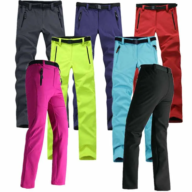 

waterproof windproof cycling climbing skiing hiking pants women thicken warm soft shell trousers winter thermal fleece Pantolon