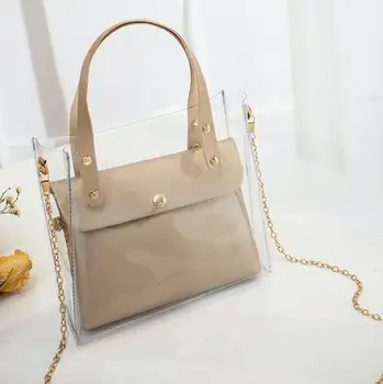 

Women Lady Girl's Popular Transparent PVC Clear Jelly Clutch Bag Leather Purse Tote Casual Handbag Shopping Bags