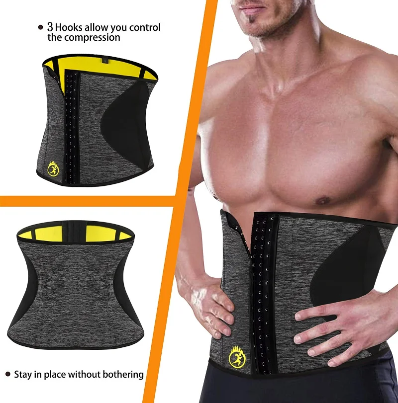 NINGMI Mens Waist Trainer Slim Body Shapers Neoprene Sweat Sauna Strap Cincher Sport Top Slimming Shapewear Modeling Belt Corset