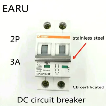 

2P 3A DC 500V DC Circuit Breaker MCB for PV Solar Energy Photovoltaic System Battery C curve CB Certificated Din Rail Mounted