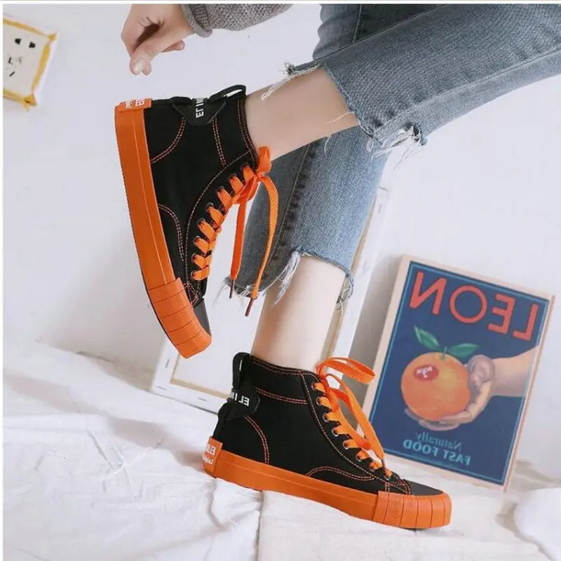 

2019 Woman Canvas Shoes spring High Top Sneakers Casual Fashion Flats Female Breathable Lightweight comfortable Shoes BA-49