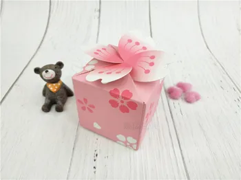 

Japanese Romantic Sakura Candy Box Pink Flower Cherry Blossoms Party Wedding Decoration Lovely Flower Stamen Sugar Chocolate Bag