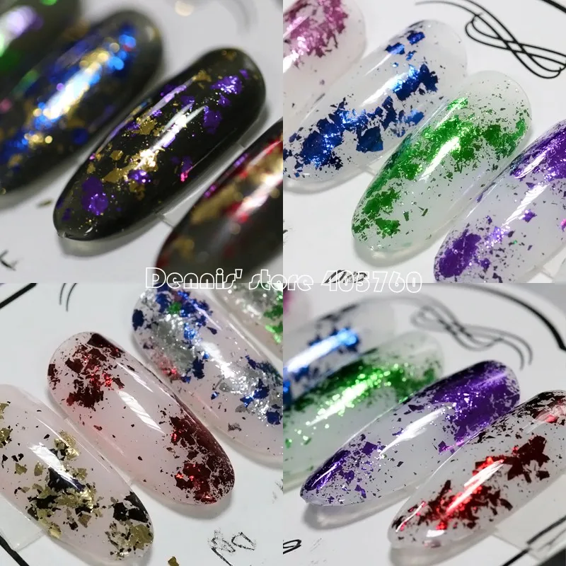 12 Grid/Set or 1 JAR Colorful Aluminum Irregular Holographic Glitter Foil Sequin Powder Nail Mirror Flake Paillette Manicure DIY