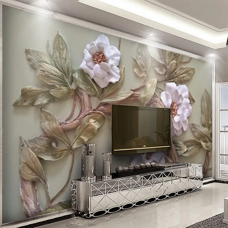 Mural 3D de pared Gardenias blancas en relieve Floral MURALES 3D DE PARED Novedades OUTLET PRIMAVERA