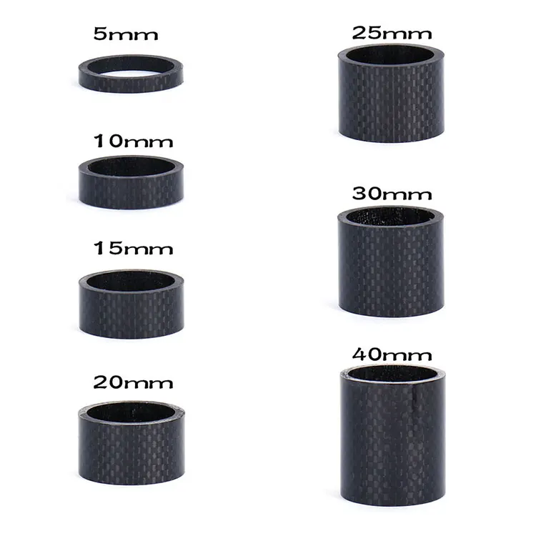 3K Carbon Fiber MTB Road Bike Front Fork Stems Headset Spacers Fit 28