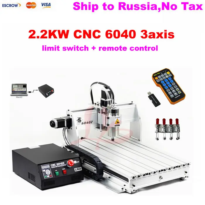 (Russain no tax!) 6040 2200W USB cnc router + cnc 4060 3 axis,mini cnc machine for metal stone with limit switch (Russain no tax!) 6040 2200W USB cnc router + cnc 4060 3 axis,mini cnc machine for metal stone with limit switch