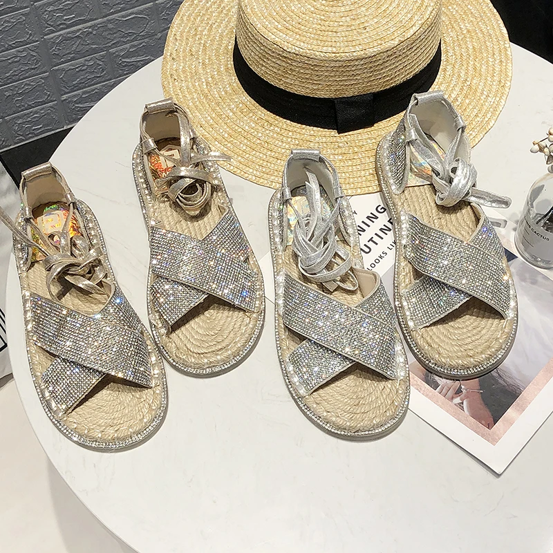 LazySeal/летние шлепанцы; женская обувь; сандалии с перекрестной шнуровкой и кристаллами; женская обувь на плоской подошве; женские мокасины; mules; обувь для женщин