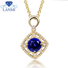 New Arrival Luxury Real 14K Yellow Gold Natural Tanzanite Pendant Necklace for Women Wholesale Jewelry Christmas Gift