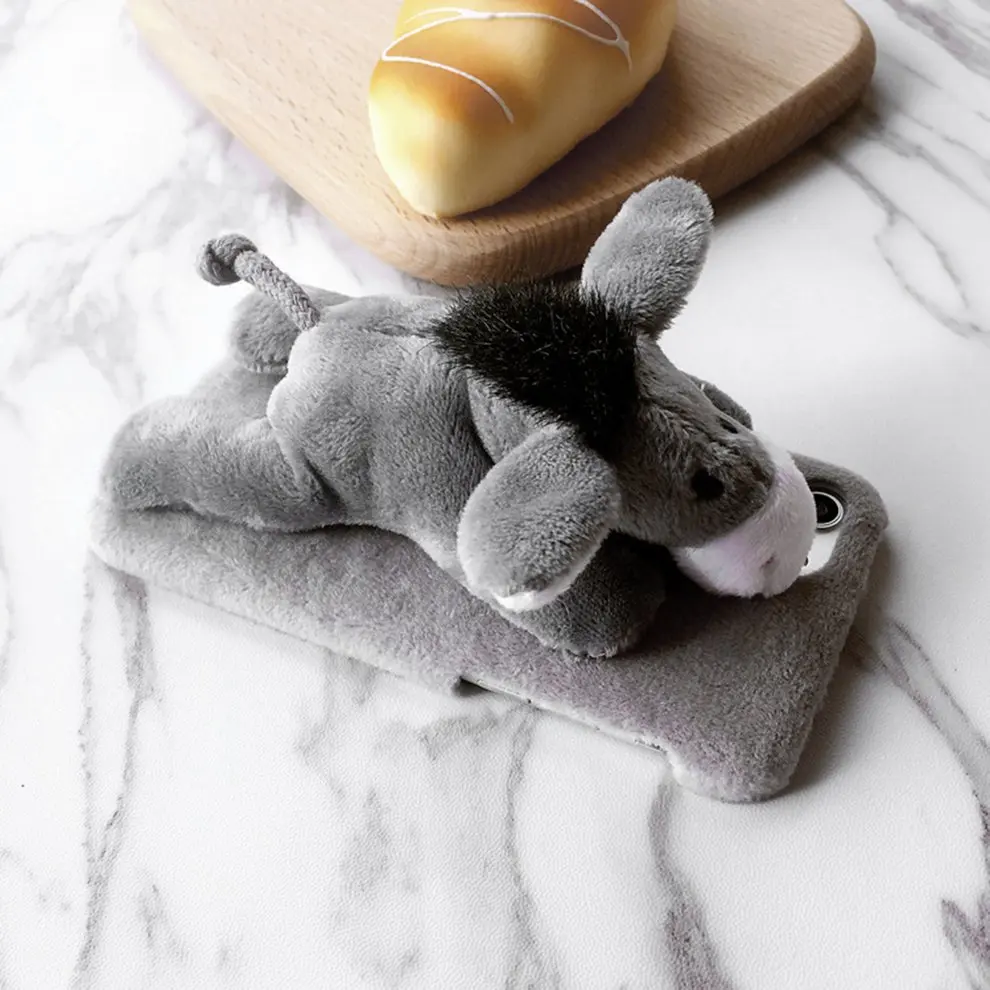 

2pcs Lovely Cute 3D Donkey Doll Toys Plush Cell Phone Cases For iPhone Back Cover